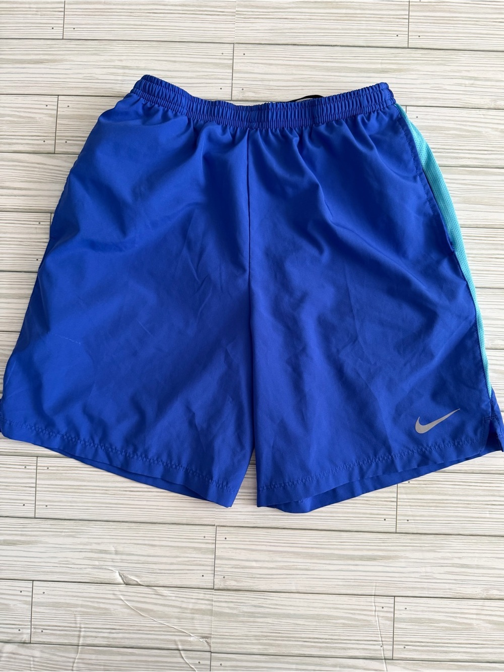 Nike | Men’s Dri-Fit Royal Blue 7” Running Shorts with Teal Side Panel - Size S